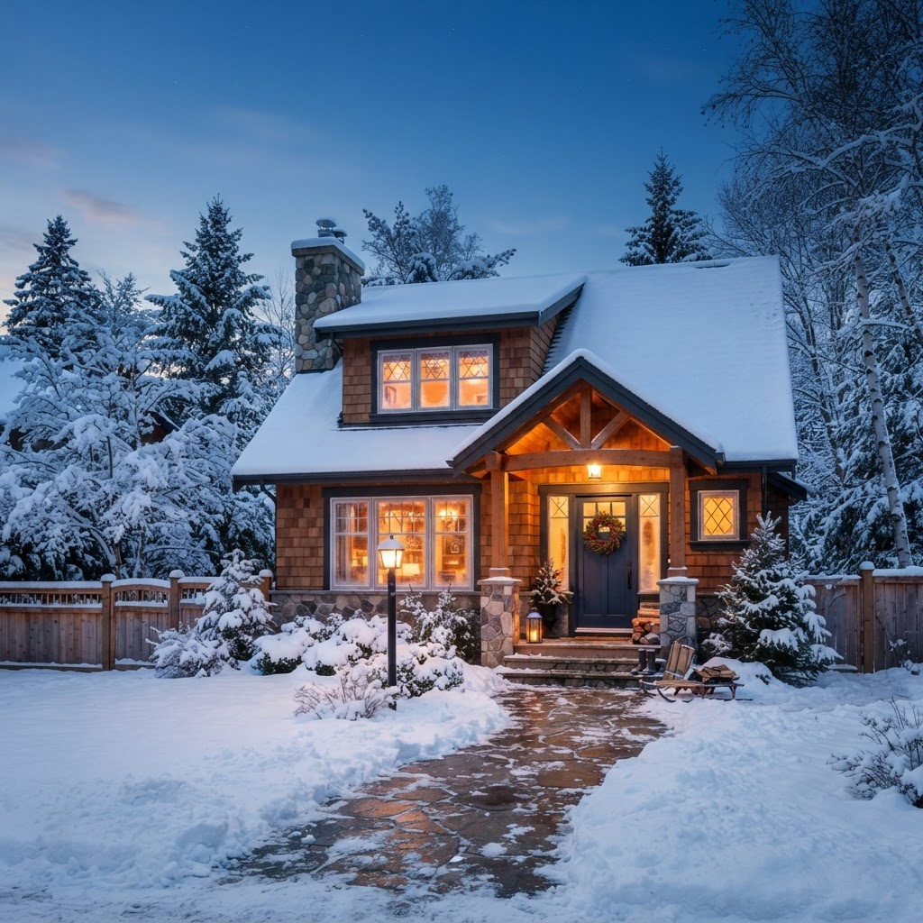 A warm Calgary home on a winter evening